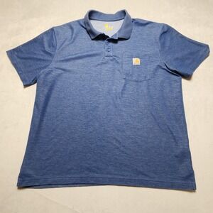 Carhartt Mens XL Blue Short Sleeve Pocket Polo Shirt Original Fit K570413